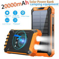 20000mAh all-purpose Solar Power Bank Battery Mobile Solar Station USB 4 in1 Super Fast Charging  Wireless Charger LED Light