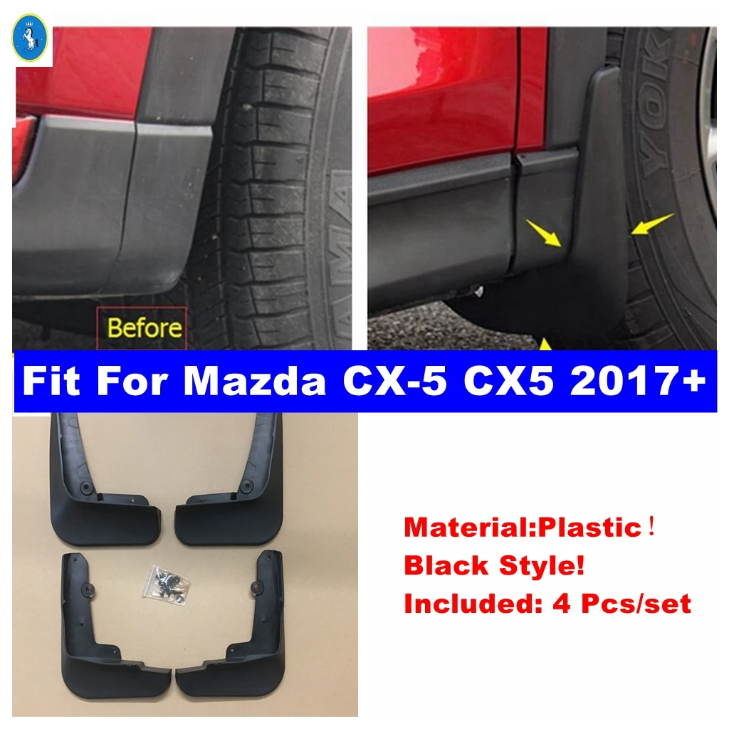 

Front Rear Mud Guard Mudguards Splash Flaps Protective Cover Kit For Mazda CX-5 CX5 2017 - 2023 Black Car Exterior Accessories