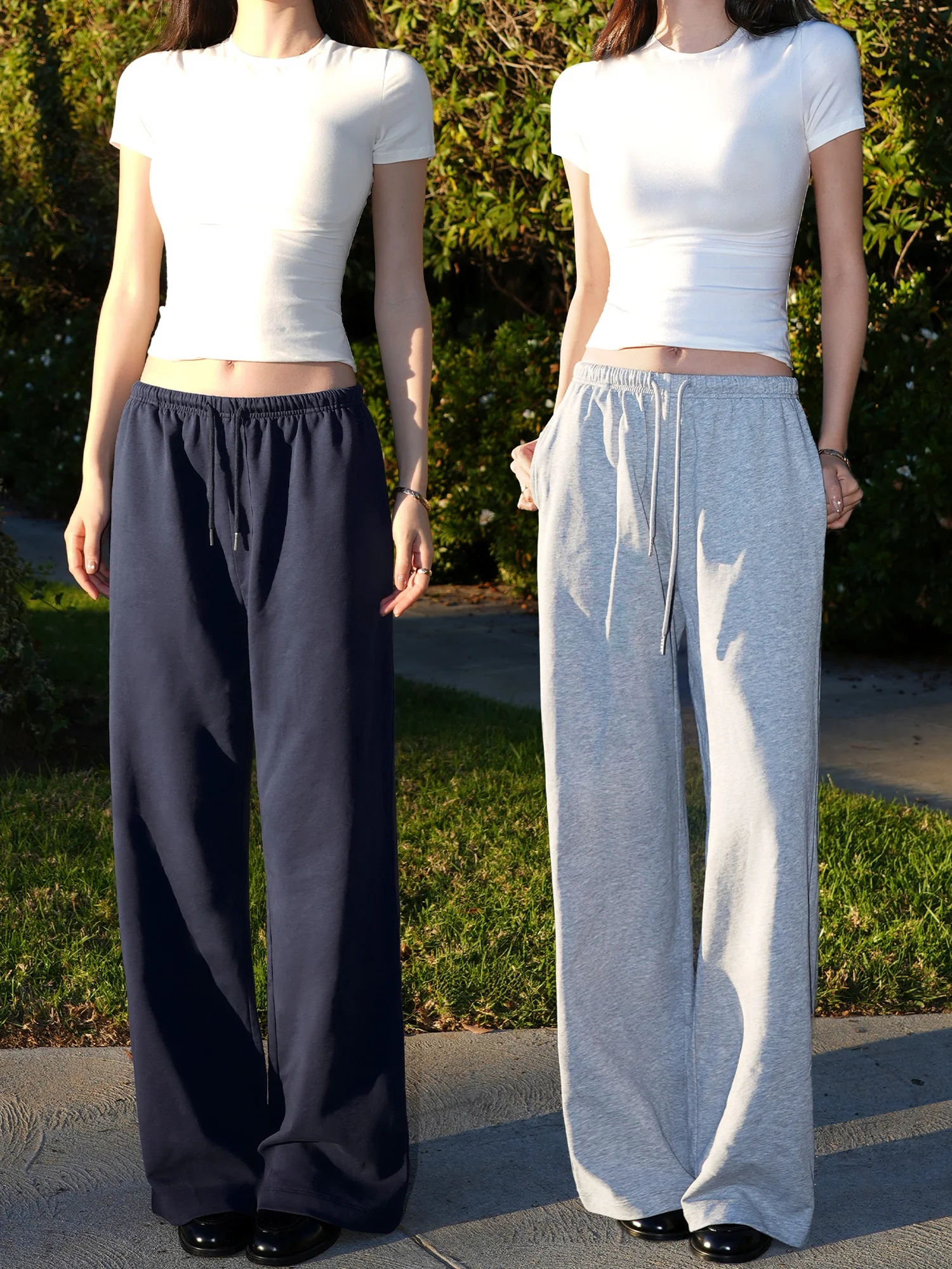 

Comfortable Loose Straight Leg Dstring Casual Pants Women's Classic Multicolor Cotton mid Waist Sweatpants