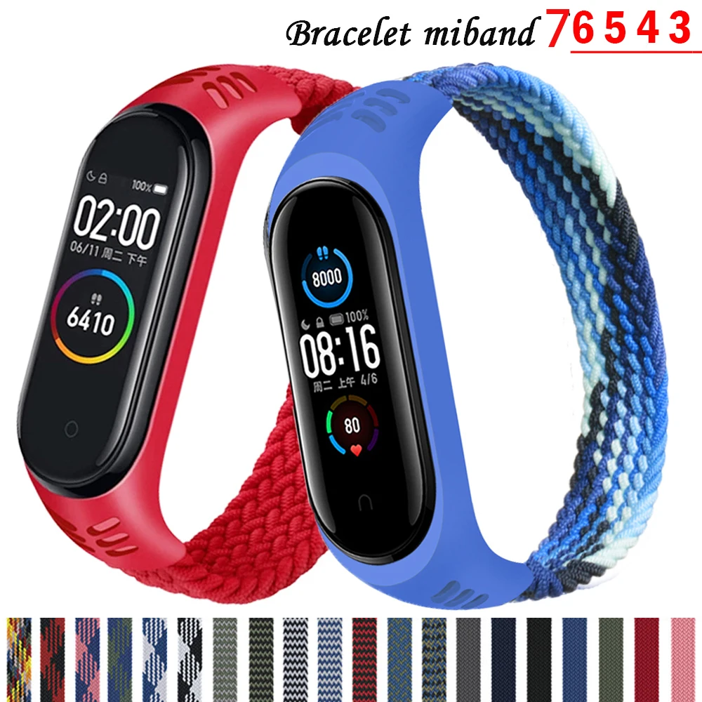 Nylon Braided Solo Loop for xiaomi Mi band 7 6 Strap Watchband NFC Watch Bracelet smart Miband belt correa on Mi band 7 5 4 3 8