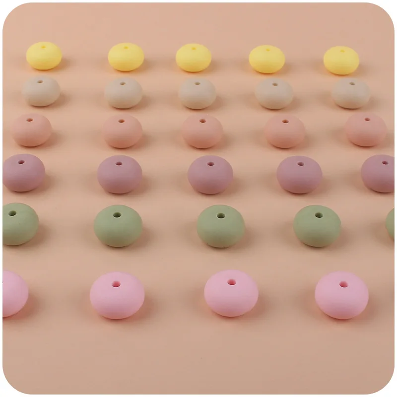 50Pcs/Lot 15mm Silicone Abacus Spacer Beads Food Grade Teething Loose Beads for DIY baby Pacifier Chain Clips Necklace Making