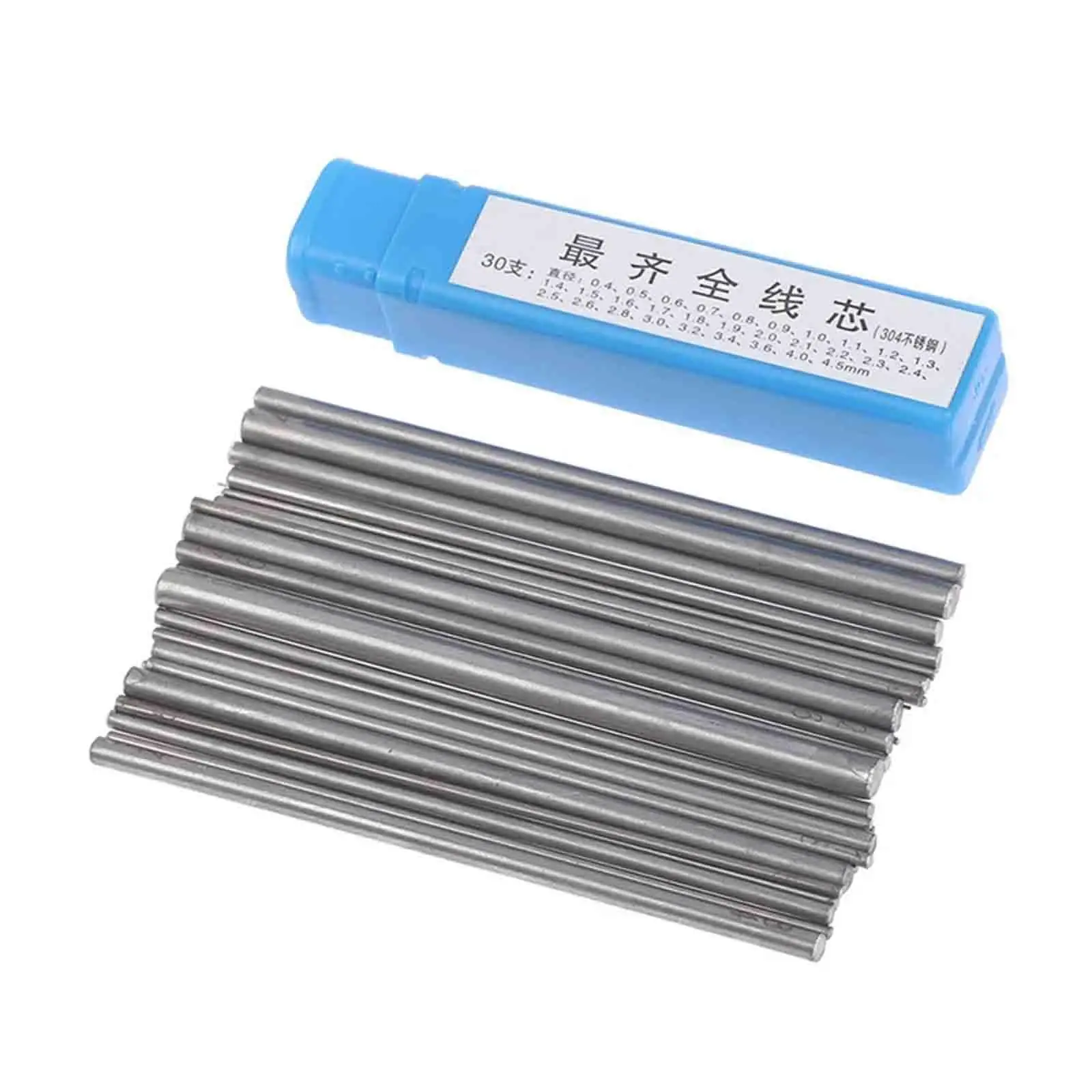 

30Pcs Stainless Steel Solid Rods Wire Core Assorted DIY Craft 0.4mm to 4.5mm