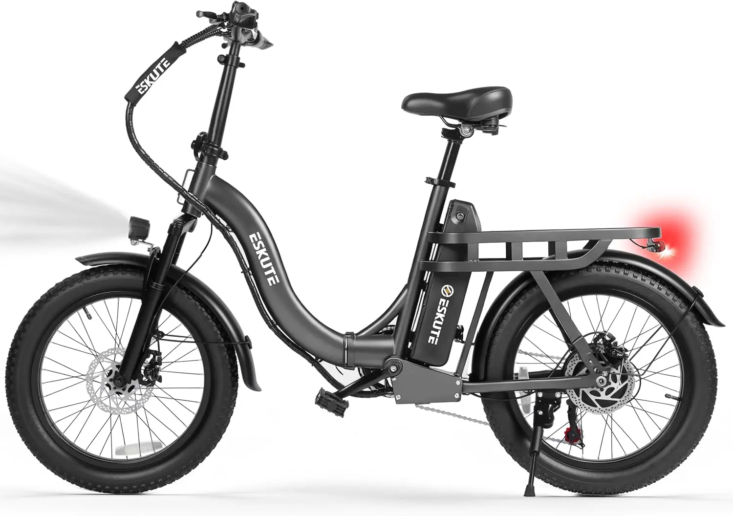

1200W Peak Folding Electric Bike for Adults, 28MPH 48V 10.4Ah Removable Battery, 55-Mile Range, 20"x3" Fat Tire,Grey