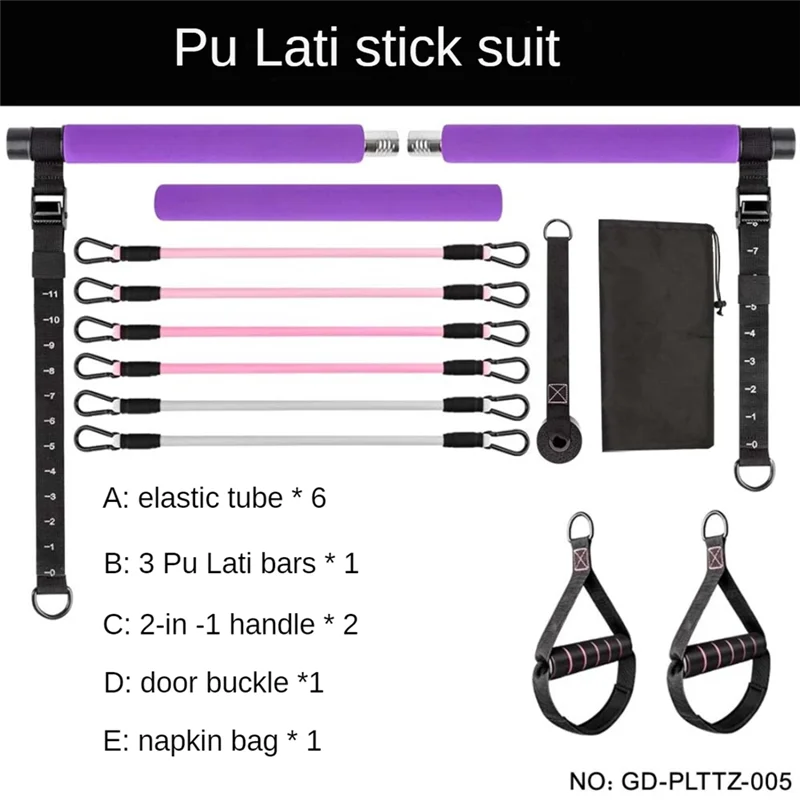 

Pilates Bar Kit With Resistance Bands, Multifunctional Yoga Pilates Bar Home Gym Pilates Resistance Bar Kit