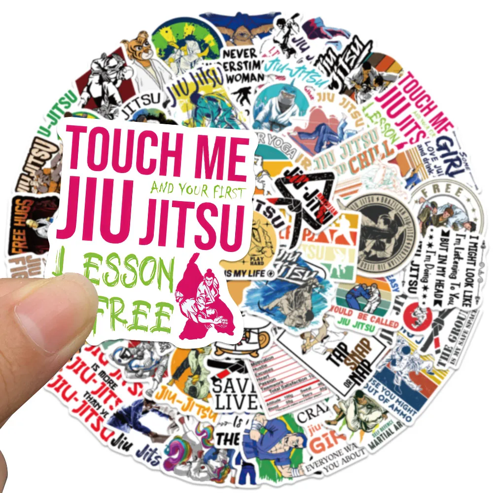 50pcs Jiu Jitsu Martial Arts Stickers Vinyl Waterproof Cartoon Graffiti Decals For Laptop Luggage Skateboard Scrapbook Stickers