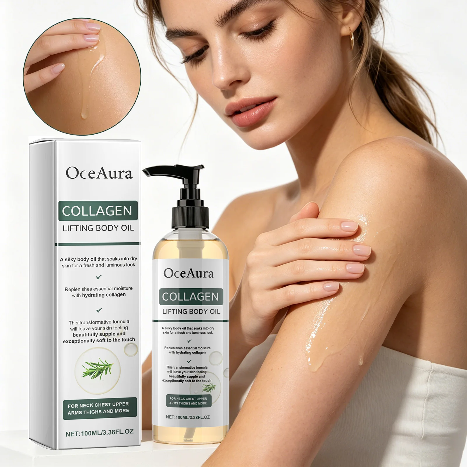 Collagen Lifting Body Oil Hydrating Tightening Whole Body Massage Essential Oil Lifting Firming Body Oil for Dry Skin Moisturize