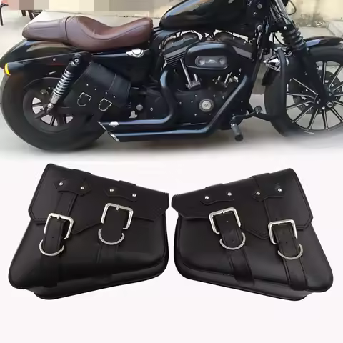 1 Pair Universal Motorcycle PU Leather Saddlebags Side Tool Pouch Bag Luggage Saddle Bag For Harley Sportster XL 883 1200 48 72