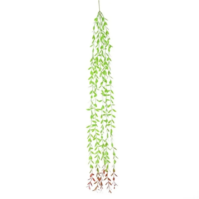 Artificial Green Vine with Woven Rattan for stem for Contemporary or for traditional Interior Spaces Requiring Botanical Touch