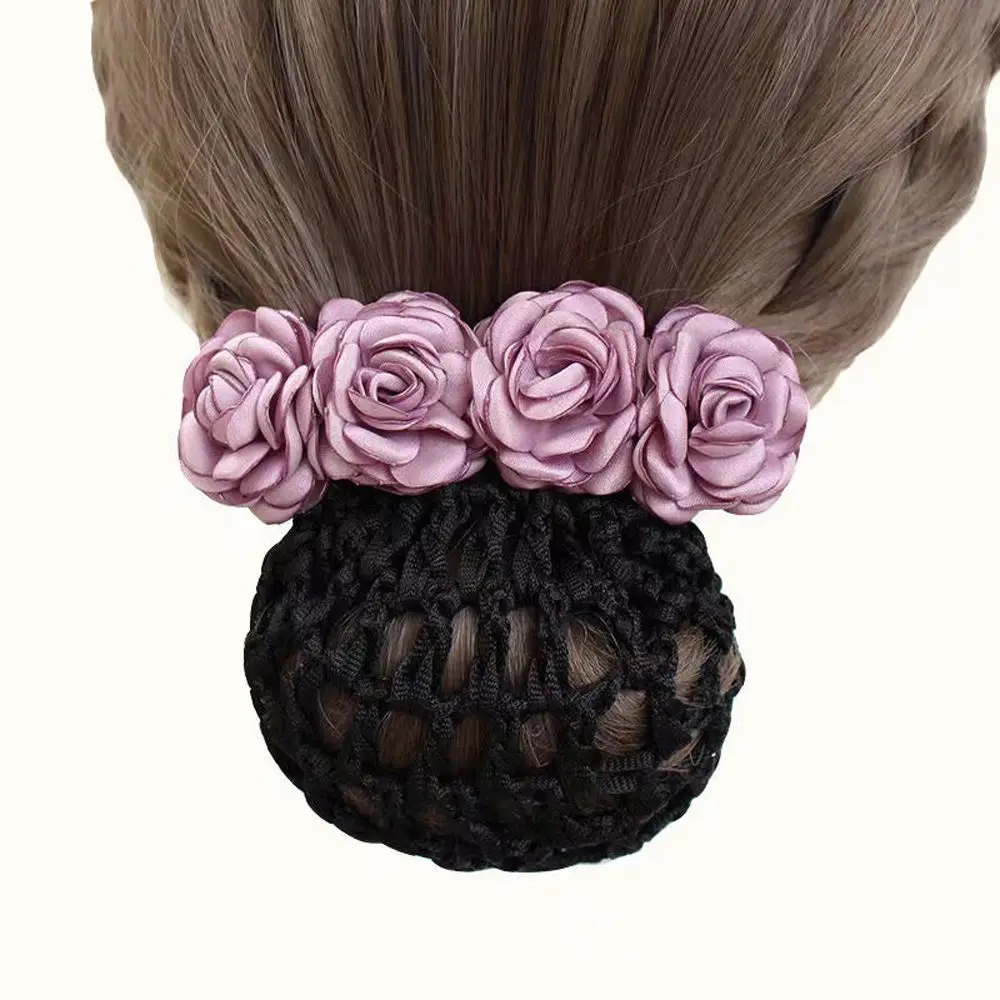 

Gift Bank Staff Gift For Mom Hair Accessories Nurses Rose Spring Clip Flower Bun Net Snood Korean Style Headdress Women Hairpin