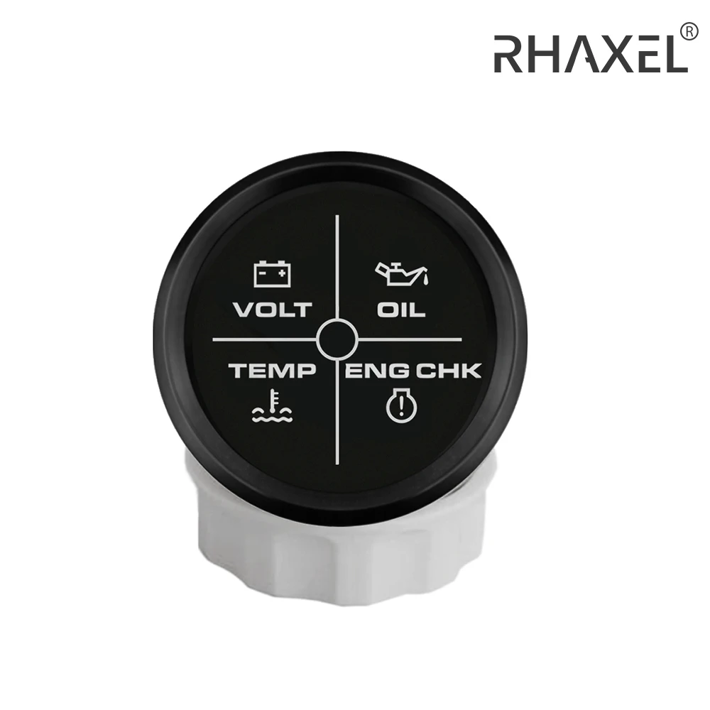 RHAXEL 2 ''4LED Volt temperatura acqua manometro olio motore con allarme retroilluminazione rossa 12Volt 24Volt universale