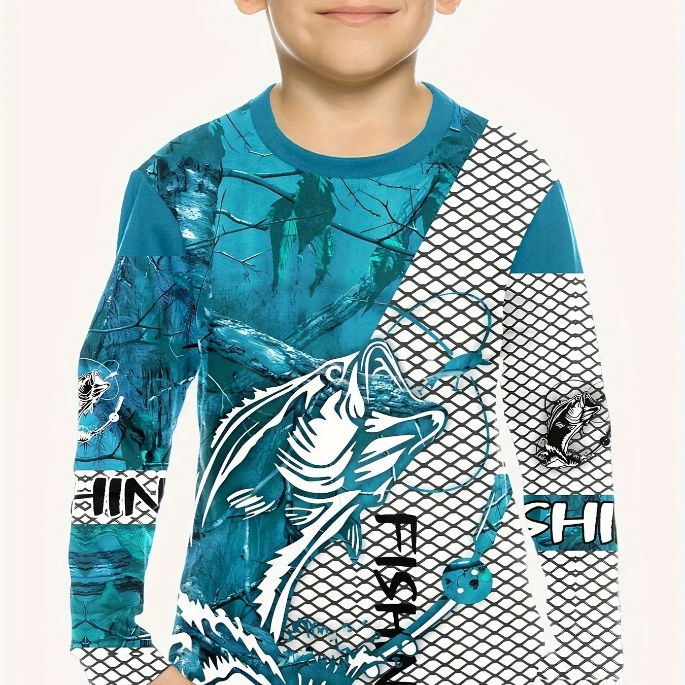 Children's Clothing Boys Tshirt Long Sleeve Creative 3D Fish Print Kids Spring Fall Clothes Casual Outdoor Girl Round Neck Tops