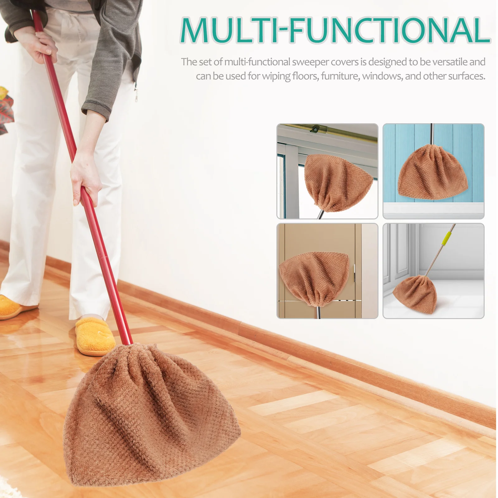 

3 Pcs Broom Cloth Cover Mop Sweeper Washable Cleaning Tools Home Dust Collection Water Absorption Floor Dusters Reusable