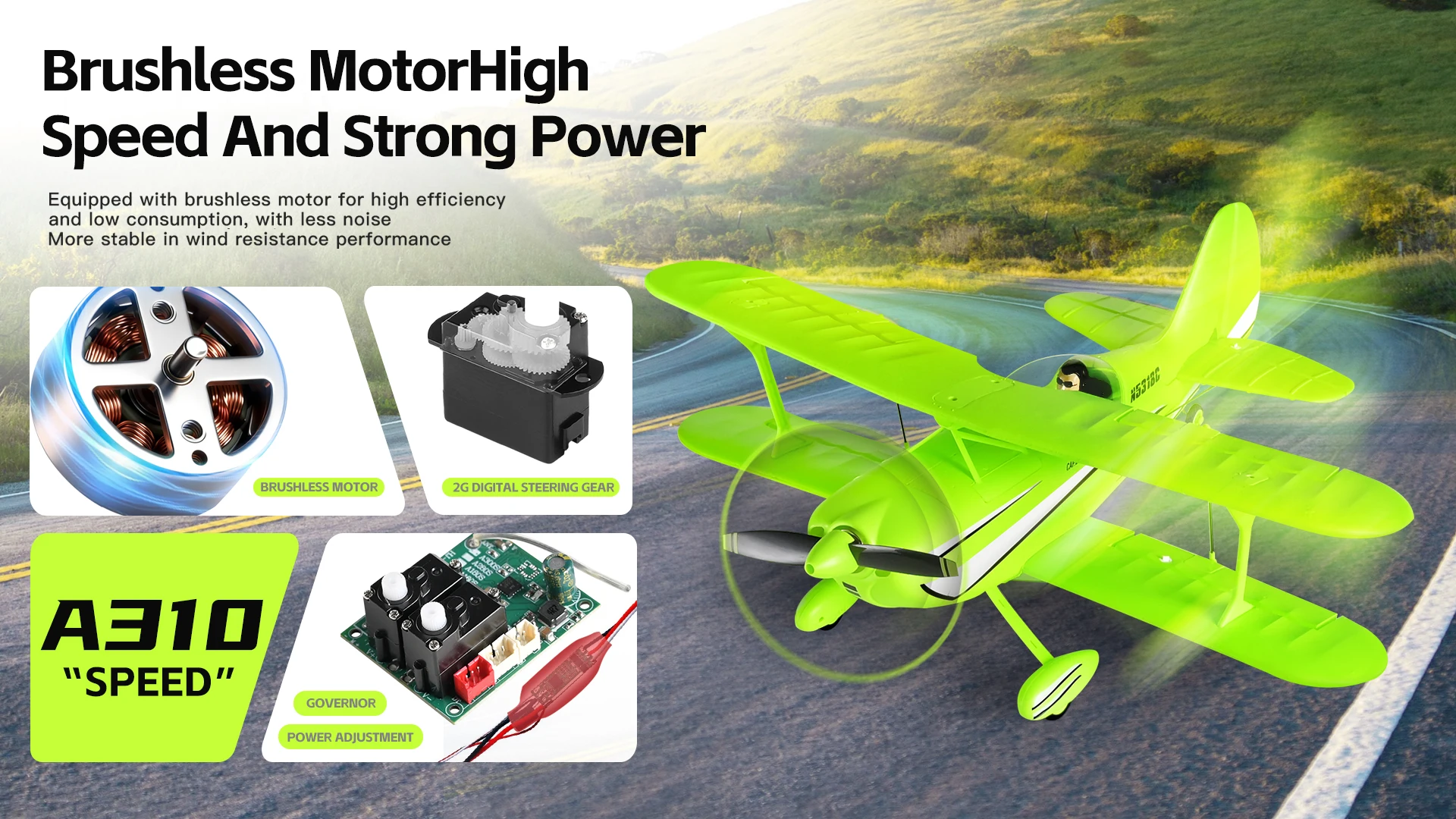 2026 WLtoys Remote-Controlled Aircraft A310 Brushless Motor 3D/6G With Gyroscope Dual Wings Four Channel Airplane Boy Toy Gift