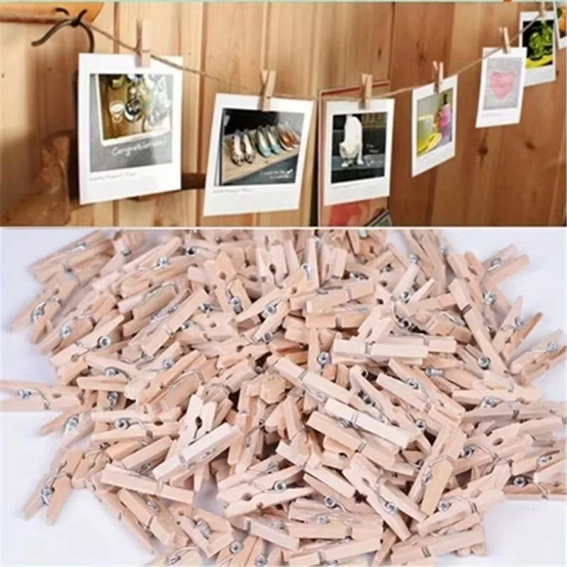 50-100 Pcs Mini 25mm Natural Wooden Clips Photo Clips Clothespin DIY Wedding Party Wooden Clip Clips Pegs Dropshipping