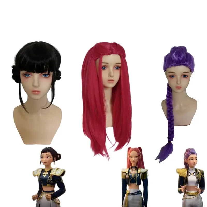 Новый аниме-фильмы Охотники Руми Мира Зои Косплей Костюм Концерт Черное пальто Короткая юбка Униформа Полный комплект Парик Женский сексуальный костюм; 2 '