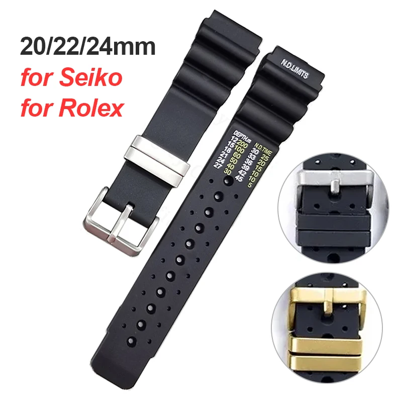 ND Limits Rubber Bracelet for Rolex Water Ghost Waterproof Watchband for Seiko High Quality 20 22 24mm Straps Watch Accessories