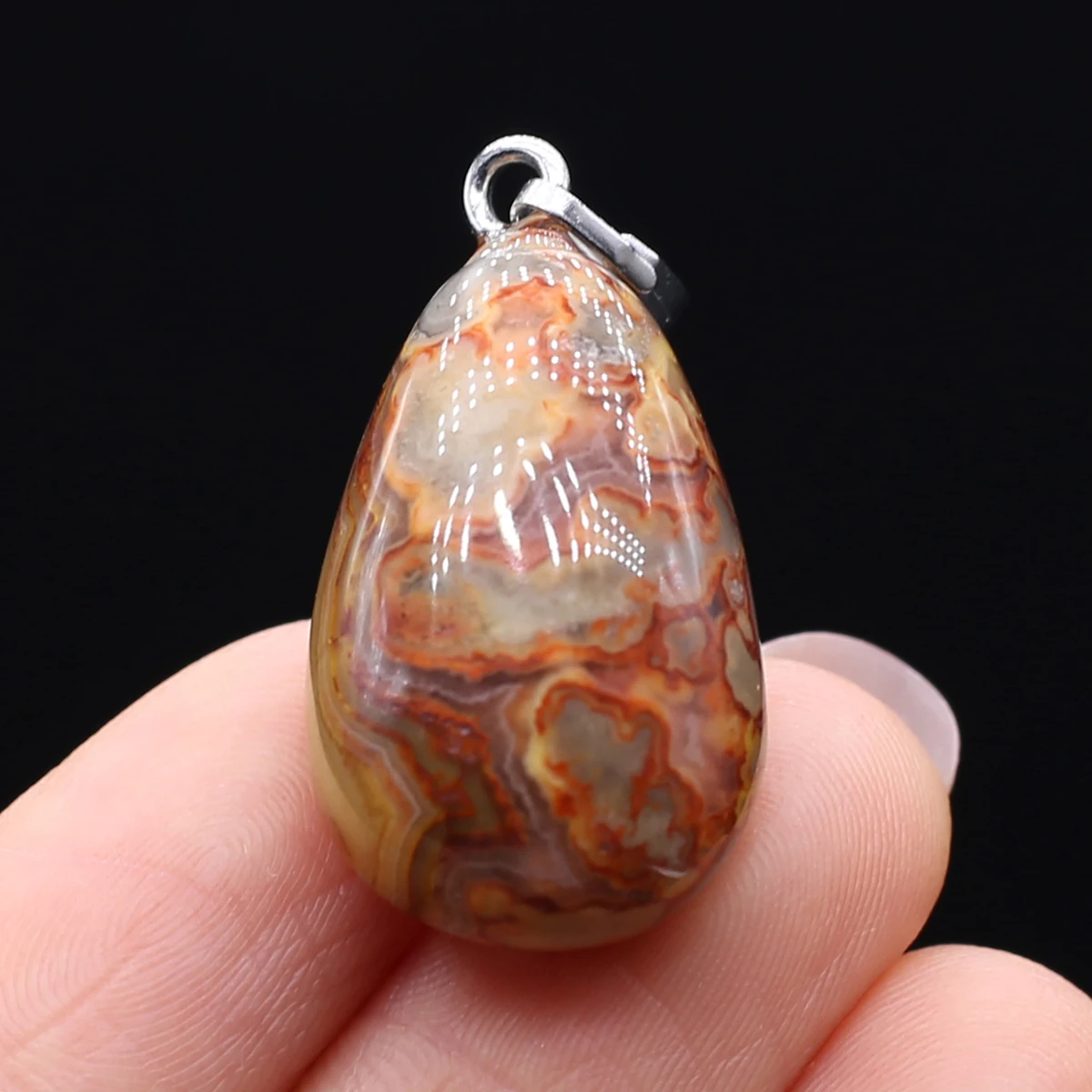 Natural Semi-precious Stone Pendant Irregular Cherry Blossom Agate for DIY Jewelry Making Necklace Size15x20-18x25