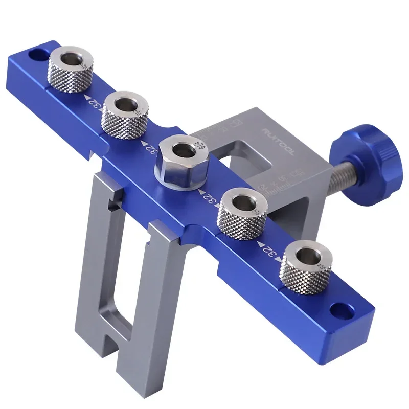 5 Holes Dowel Jig Kit Aluminum Doweling Jig 3/8 in 5/16 in 1/4 in Straight Holes Drill Guide Locator Pocket Hole Dowel Drilling