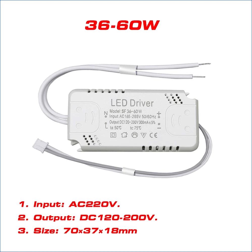 One Color LED Driver Adapter For LED Lighting AC220V Non-Isolating Transformer For LED Ceiling Light Replacement 8-24W 60-80W