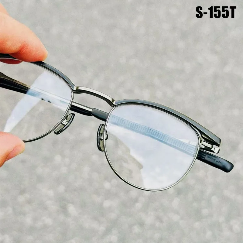 Japanese Handmade Pure Titanium Glasses Frame Men's Brand Designer Vintage Round Eyeglasses S-155T Women Ultralight Eyewear GAFA