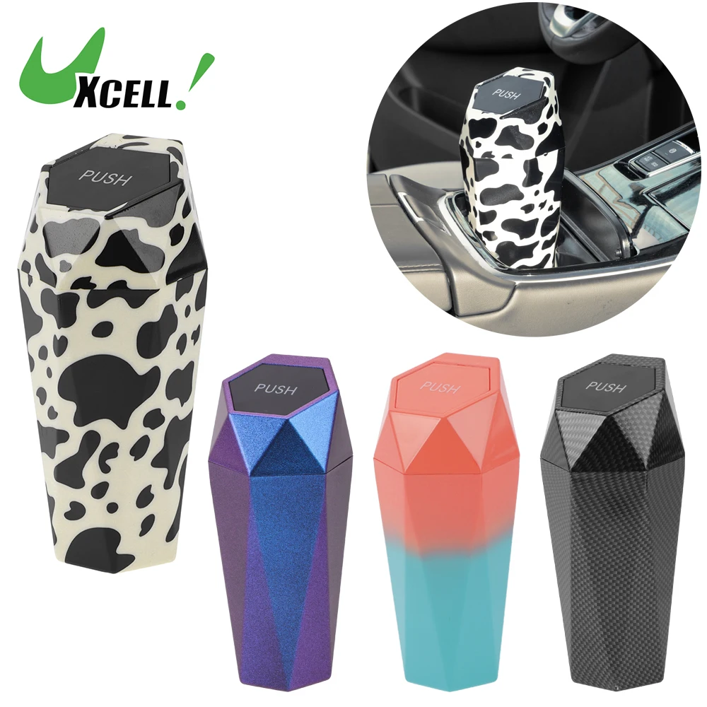 

UXCELL Car Trash Can Portable Pressing Square Trash Bin Door Seat Back Garbage Dust Case Storage Box Car Interior Accessories