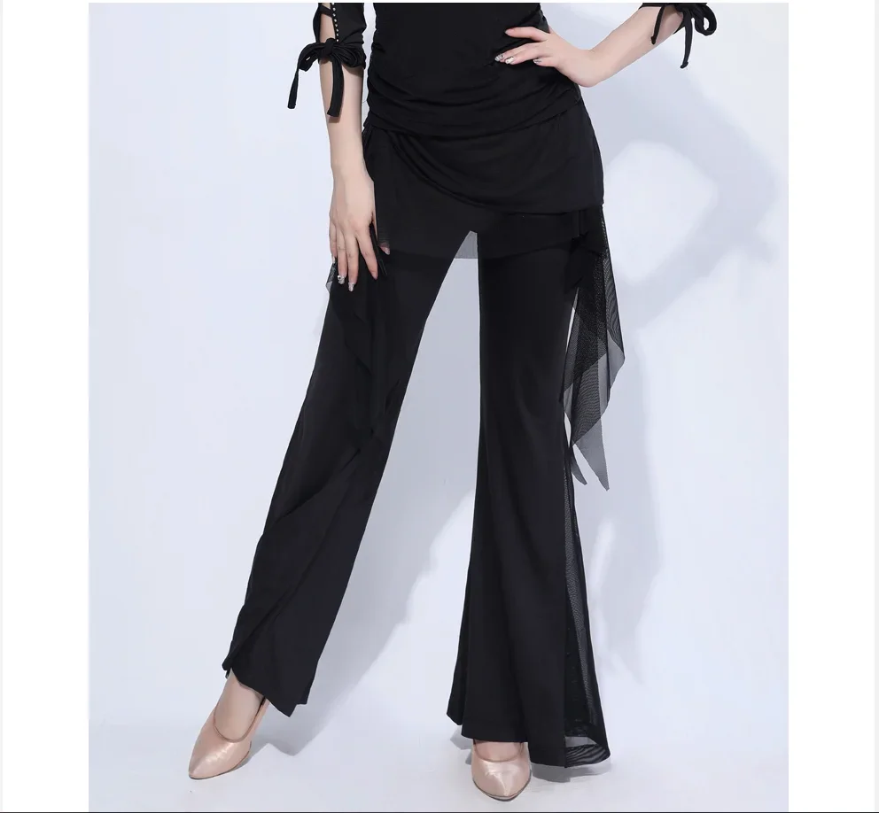 

New Latin Dance Pants Women'S Trousers Professional Practice Clothes Adult Modern Dance Ballroom Dance Wide Leg Pants yj945