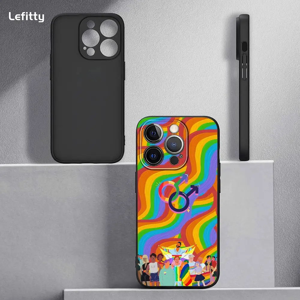 Casing HP Gay Queer Homoseksualitas untuk iPhone 16 15 14 13 Pro Max Plus Mini, Casing Lunak Buram Anti-Shock