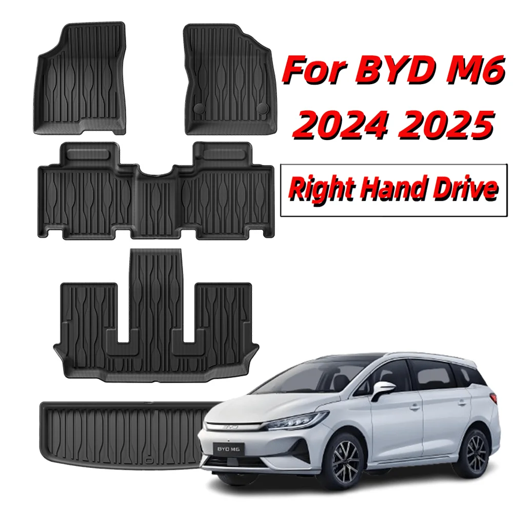 

Right Hand Driver For BYD M6 2024 2025 TPE Floor Mats Cargo Liners All Weather Floor Liners Trunk Mat TPE Heavy Duty Waterproof