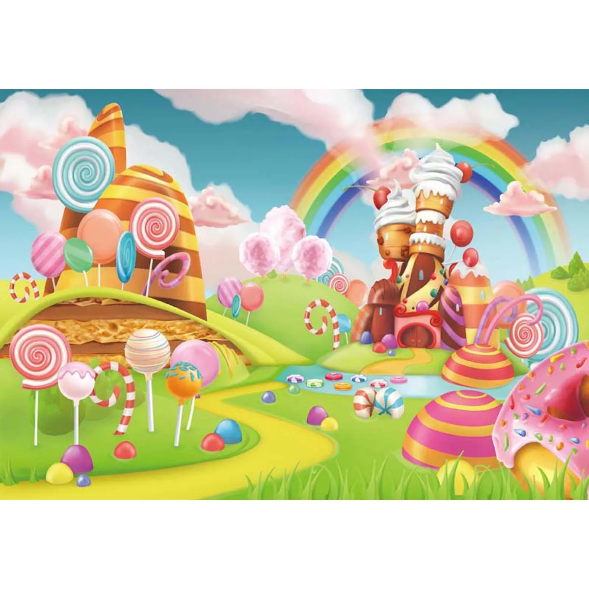 Allenjoy Lollipop Candyland Backdrop