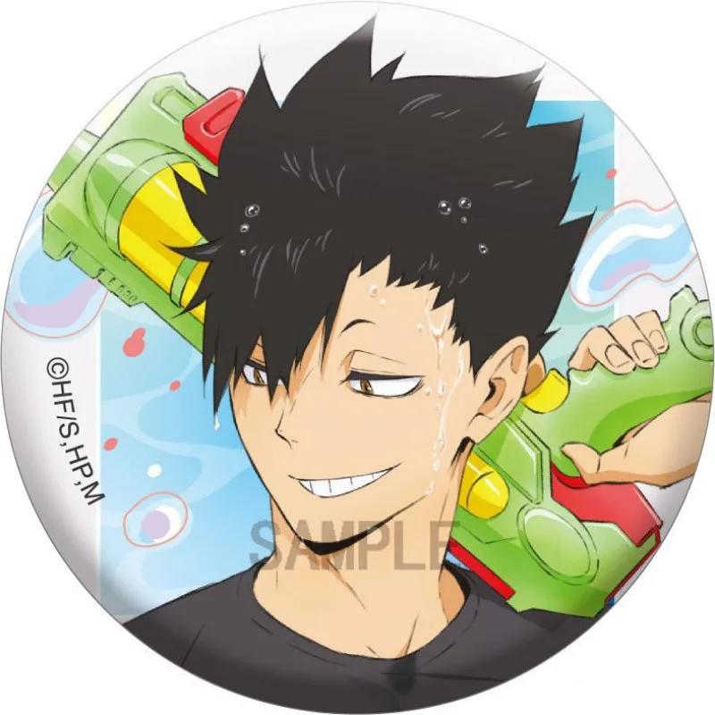 Haikyuu Anime Badge Kozume Kenma Tobio Kageyama 58mm Round Brooch Cartoon Bag Pendent Ornament Kawaii Accessories Collection