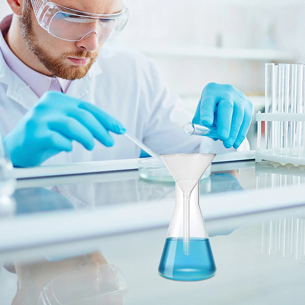 

75mm Clear Glass Funnel High Stability Triangle Easy Clean Portable Lab Filtration Tool Chemical Use Funnel Glass