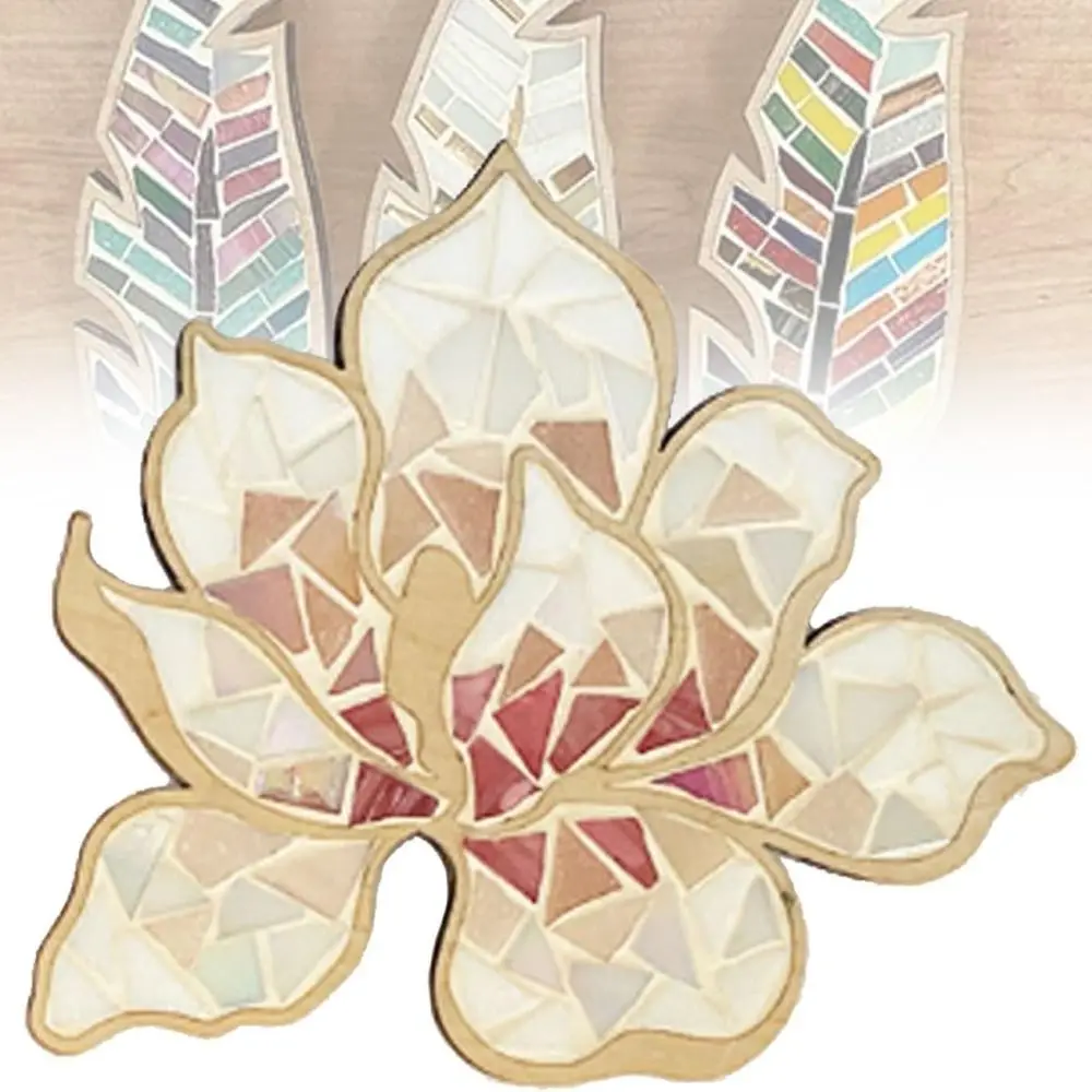 

Arts and Crafts DIY Mosaic Kit Creative Red Flower White Flower Flower Mosaic Kit Wooden Stained Glass Mosaic Arts Kids
