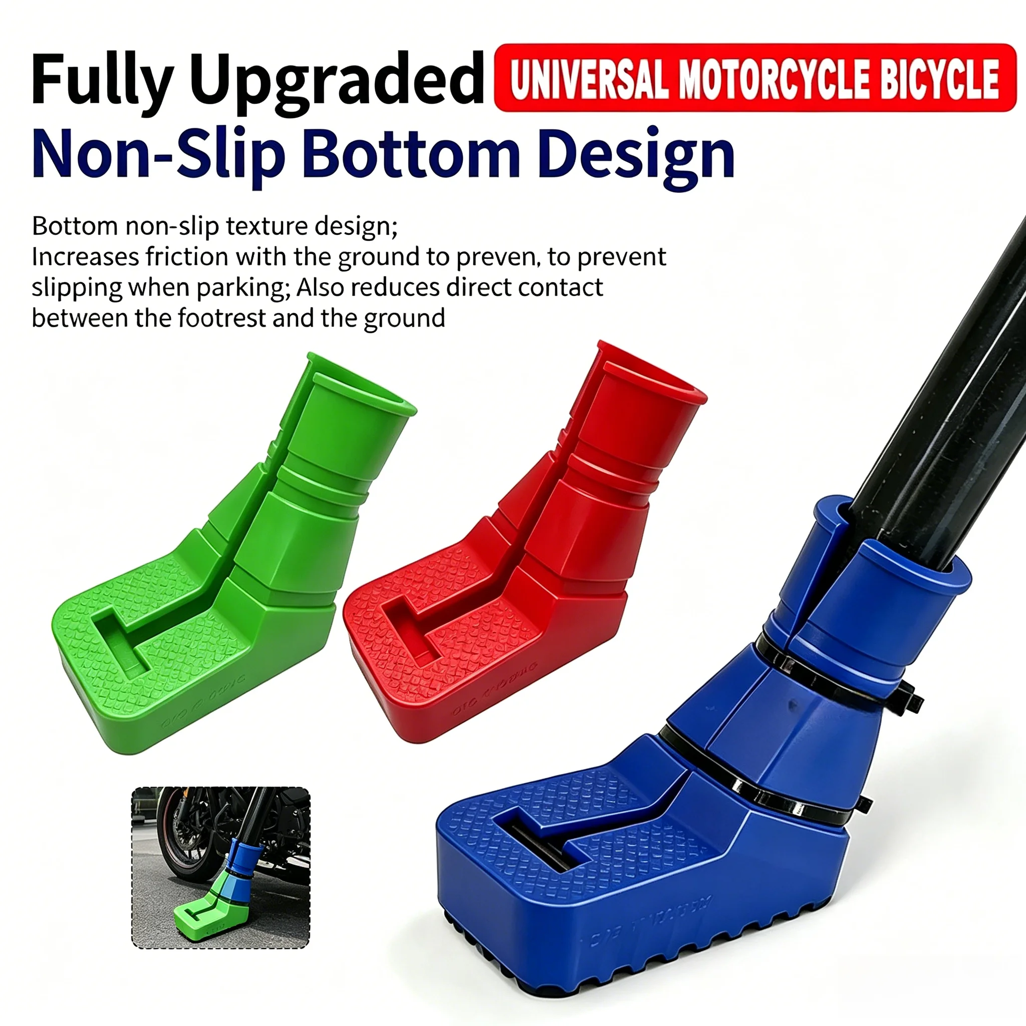 Zeri ACC Motorcycle Stand Pad Kickstand Rubber Support Plate Outdoor Parking Foot Side Stand Base Kickstand Holder Pad