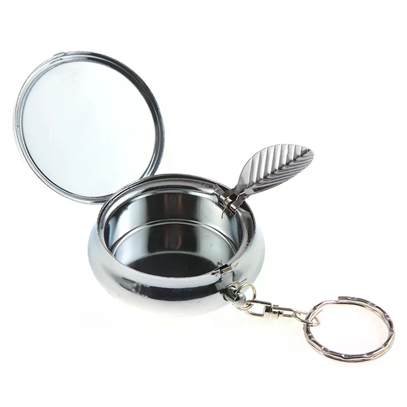 Mini Ashtray With Key Chain Metal Pocket Ashtray Mini Ash Box Case Ash Tray Vehicle Cigarette Ashtray Outdoor Travel Portable