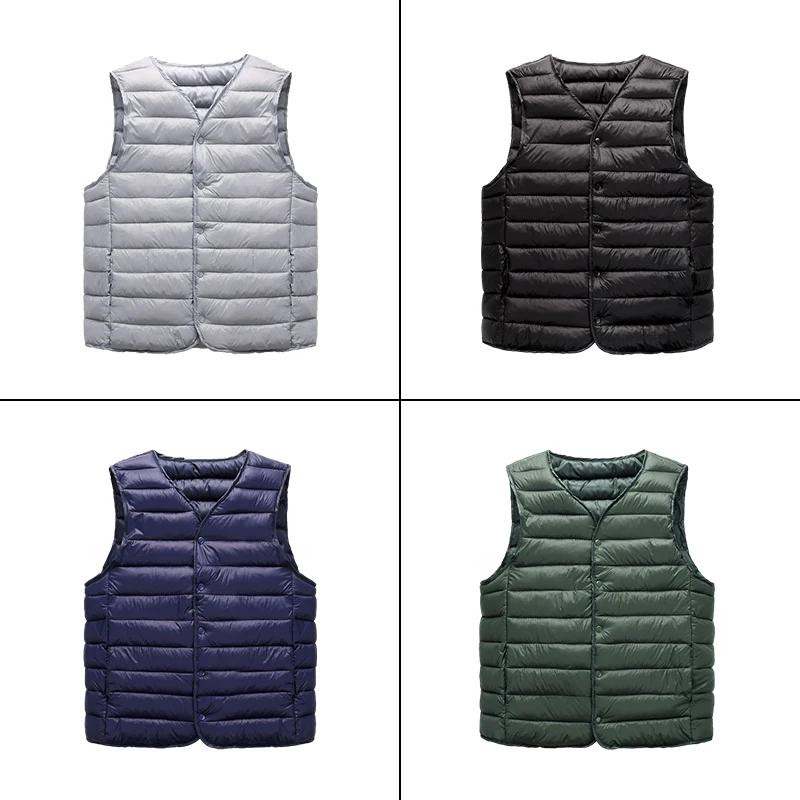 Men Winter Coat Warm Sleeveless Jacket Lightweight Vest Coat Streetwear Windproof Cotton-Padded Waistcoat