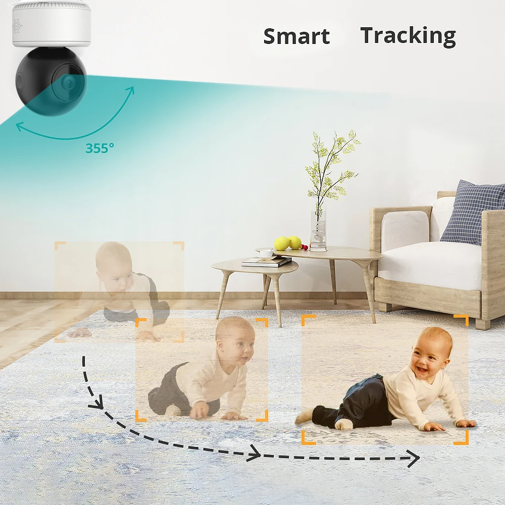 Kamera keamanan rumah 2MP HD Plug-in dalam ruangan kamera WiFi kamera peliharaan Pan Tilt Monitor bayi penglihatan malam 2 arah Audio IP Cam