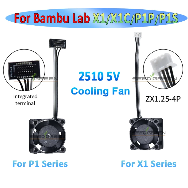 

2510 Вентилятор для Bambu Lab X1/P1 Hotend Охлаждающий вентилятор с кабелем Вентилятор быстрого охлаждения для Bambu X1C P1S P1P Аксессуары для 3D-принтеров