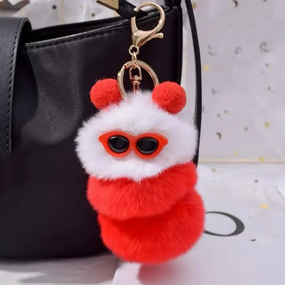 Decorative Pendant Keychain Cartoon Plush Caterpillar Keychain Pendant Decorative Charm Accessory for Wallet Backpack Car