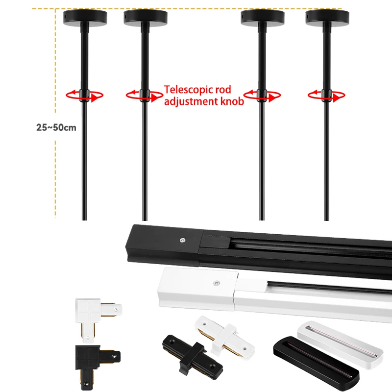 

1 м 0,5 м трековая направляющая 2-проводная система светодиодная направляющая универсальный рельсовый соединитель для светодиодных трековых ламп точечное освещение