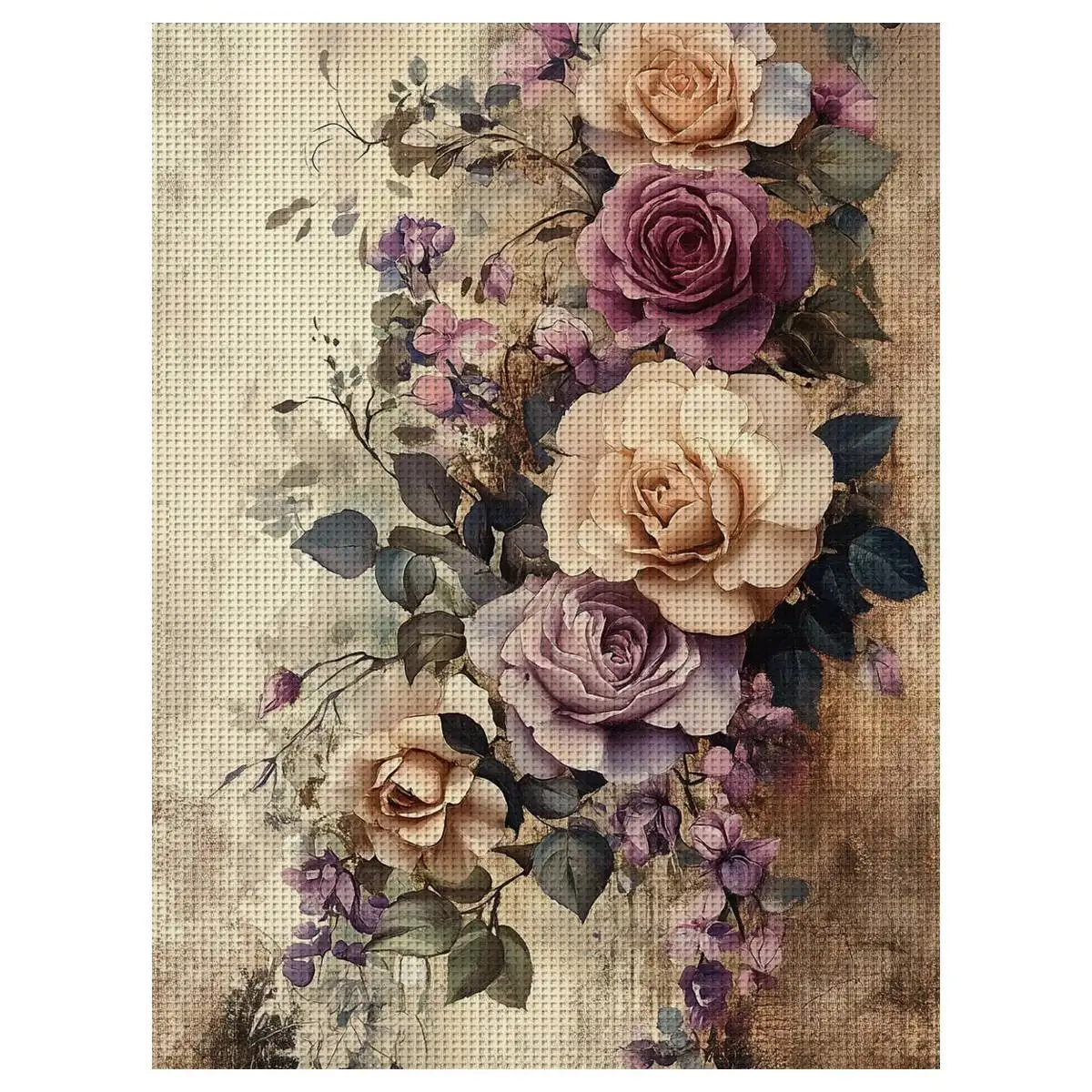 1 Stück 30x40cm/11,8*15,74 Zoll „Die Blumen im alten Foto“ gestempeltes Kreuzstich-Set DIY-Kit 11CT/14CT DIY-Stickset DIY-Kreuzstich