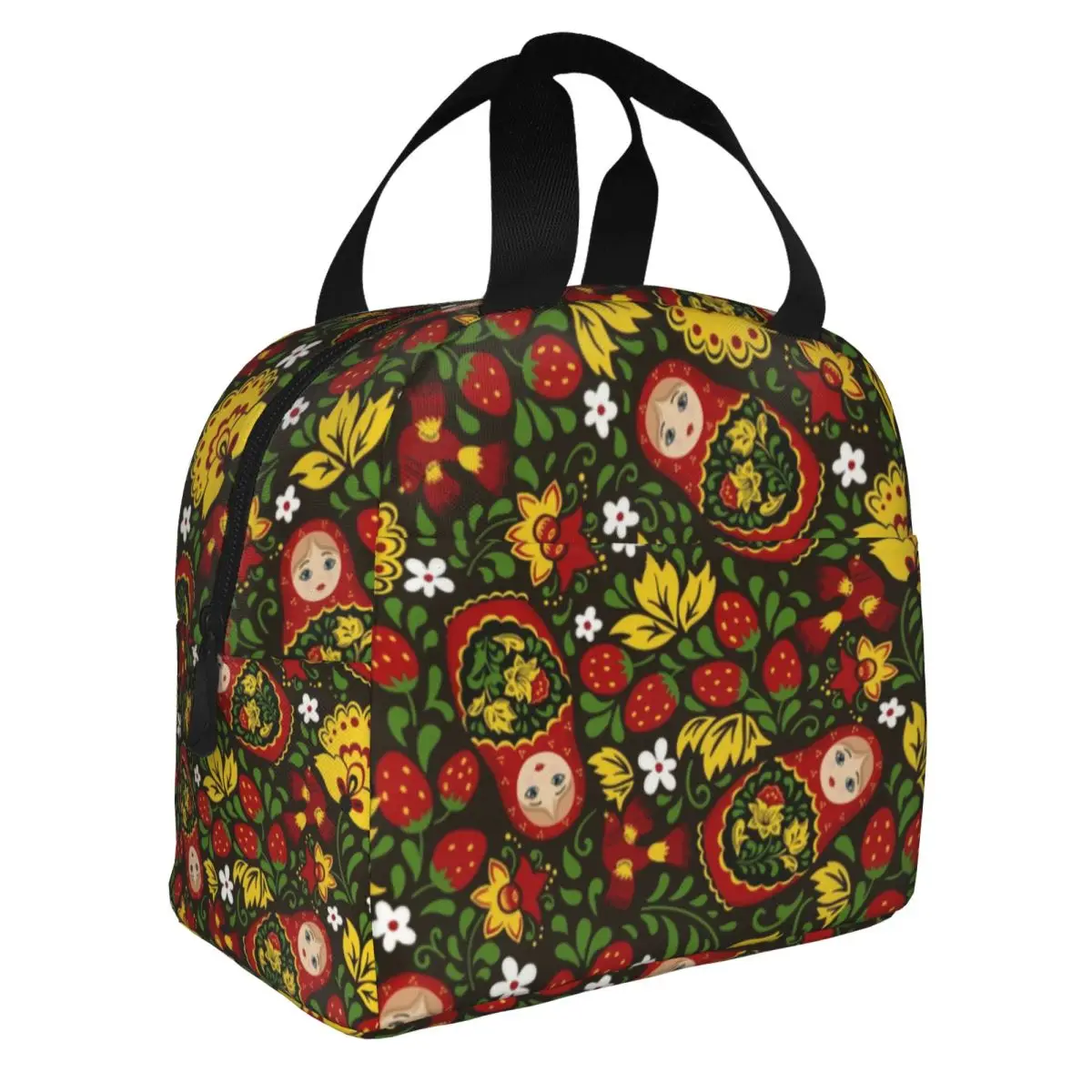 Custom Russian Doll Thermal Insulated Lunch Bag Women Flower Matryoshka Babushka Art Resuable Lunch Tote Multifunction Food Box