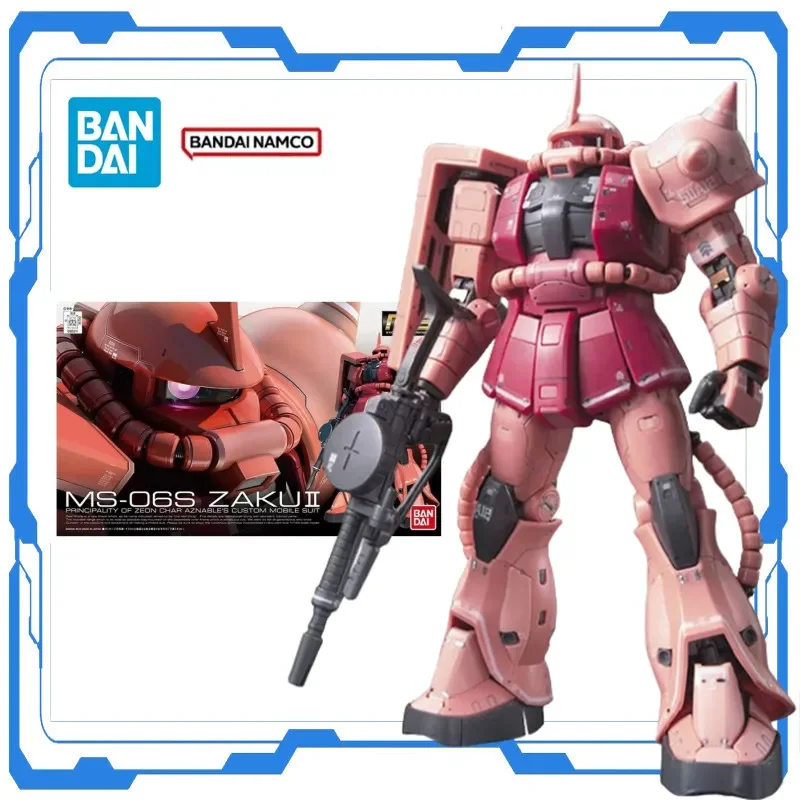 

Bandai Original Genuine Gundam Action Figures RG 1/144 MS-06S ZAKU II Anime Figure Robot Periphery Collectible Assembly Toy Gift