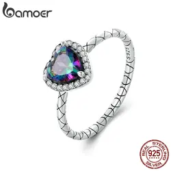 Bamoer 925 Sterling Silver Vintage Heart Ring Retro Snake Pattern anello regolabile per le donne Party Fine Jewelry Gift