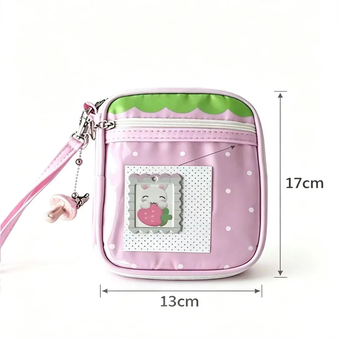 Multi functional storage wallet, transparent window for displaying anime badges/photo cards, cute girl style storage bag