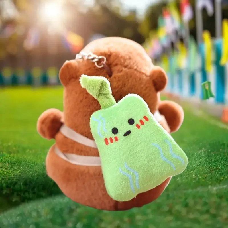 Porte-clés en peluche Capybara inspiré des fruits, poupée Animal en peluche, sac à dos, pendentif, accessoire de sac, cadeaux