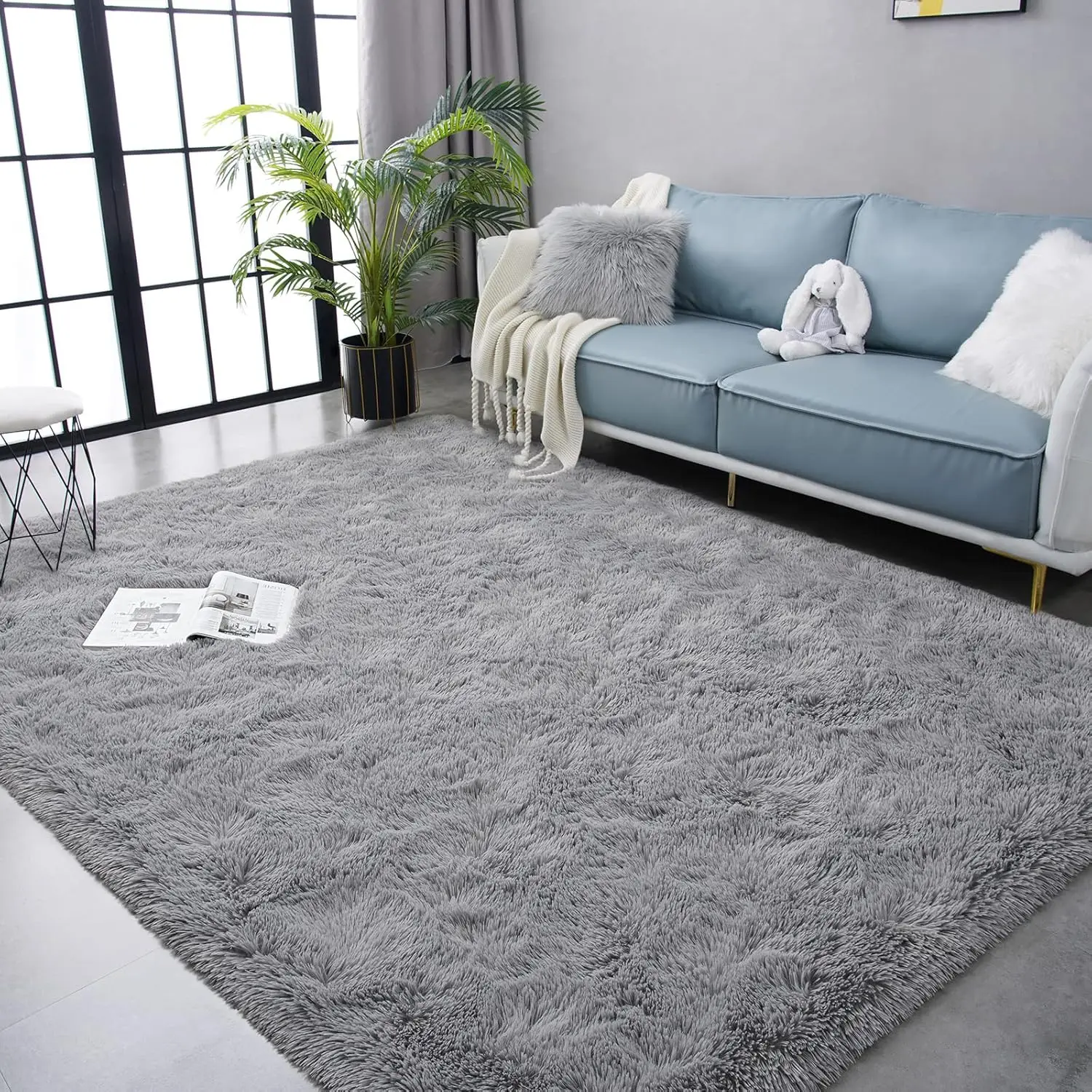 

'Grey Area Rugs 4x6 Soft Shaggy Non-Slip for Bedroom Living Room Nursery Kids Dorm Home Decor High Pile Plush Carpet'