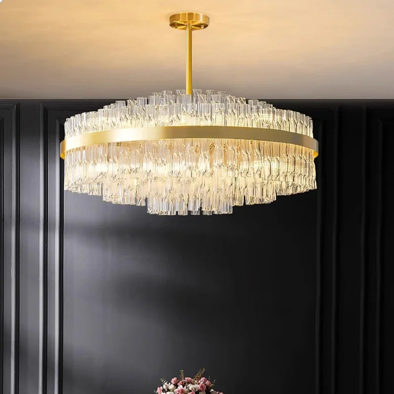 Luxury Crystal Chandelier for Living Roon, Modern Dining Room Table Lighting ,Round Ceiling Pendant Lamp Home Decor