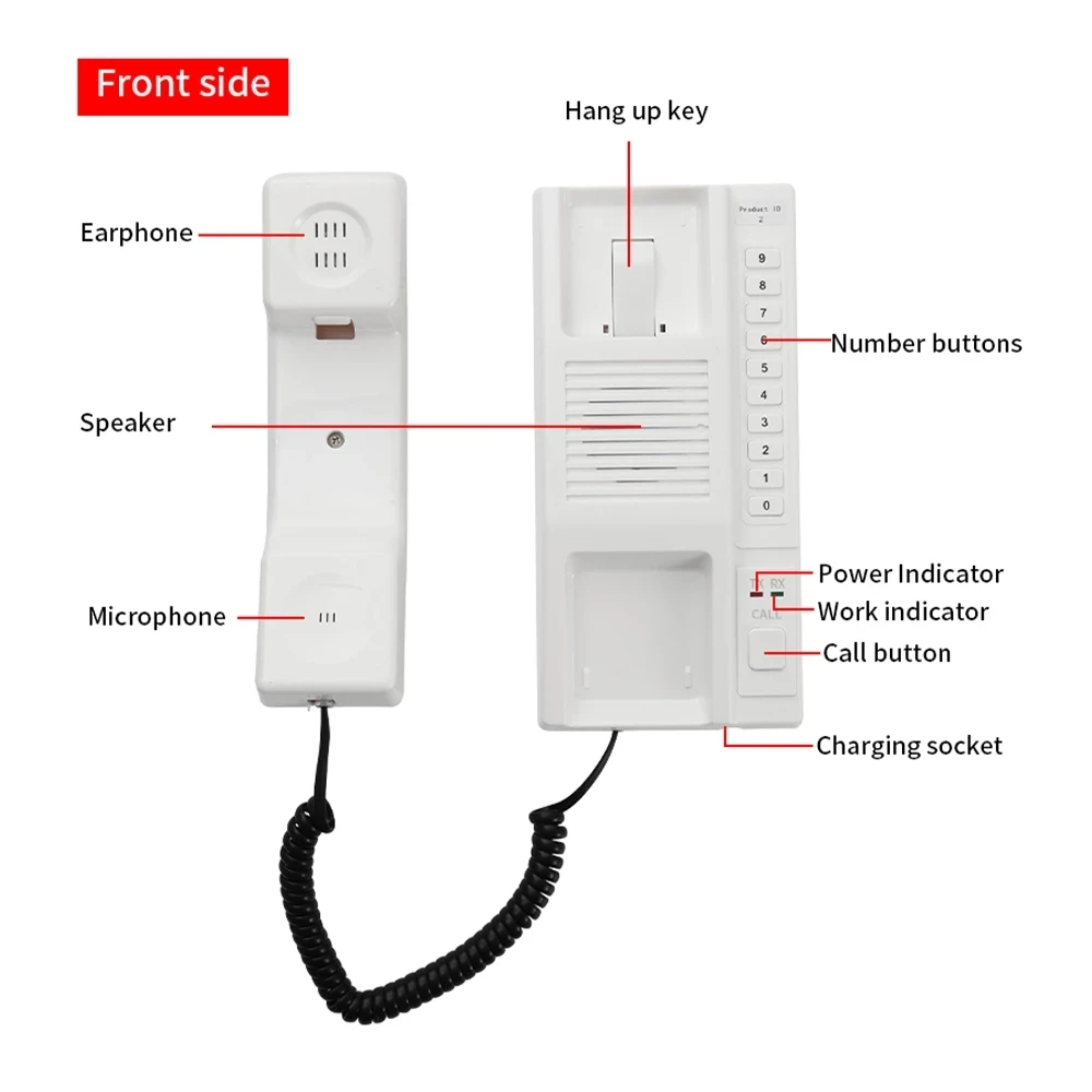 433MHz Wireless Audio Intercom System Two Way Telephone Expandable Handsets Interphone for Office Warehouse Hotel Factory Home