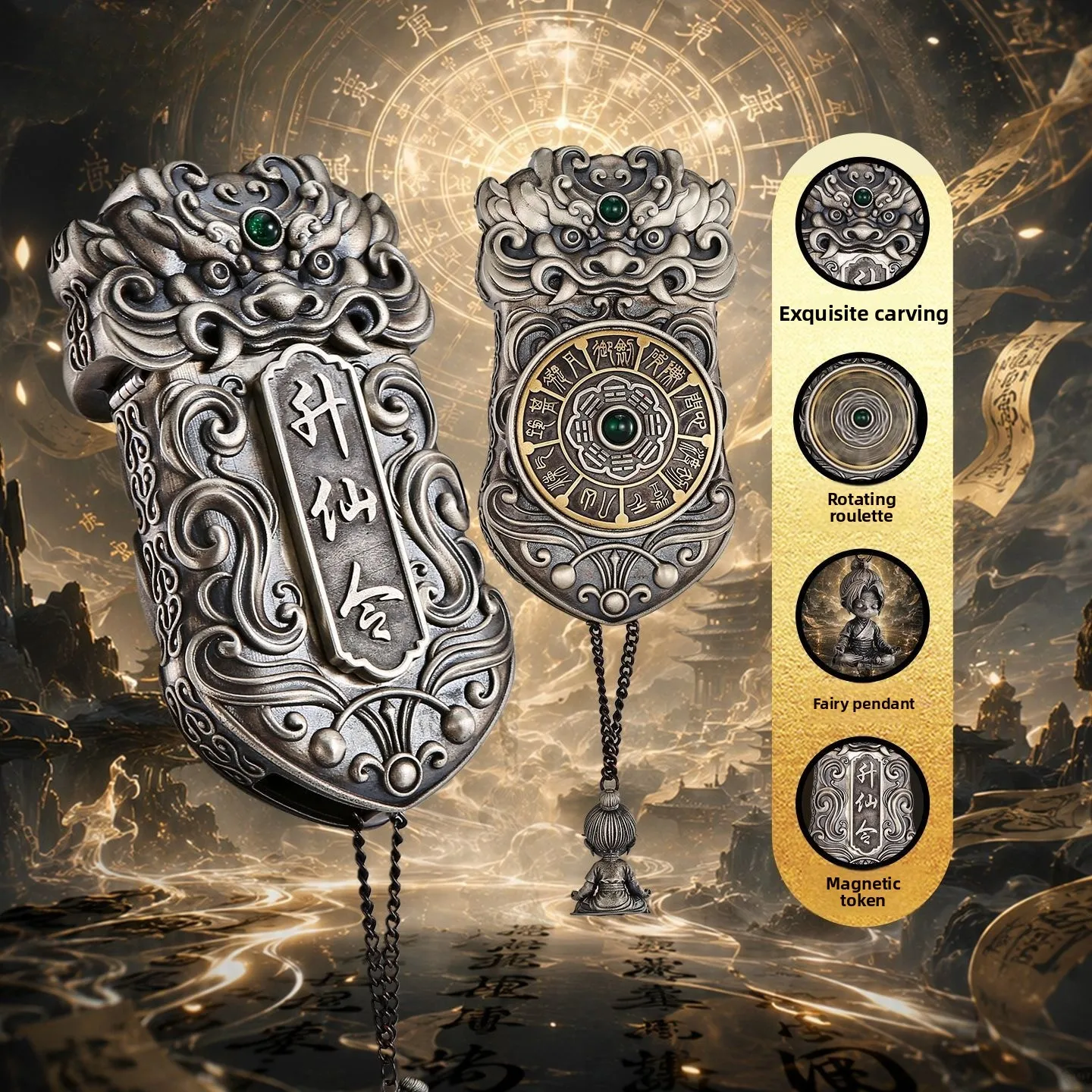 New Heavy Armor Magnetic Disc Fuel Lighter, Classic Windproof Grinding Wheel Lighter, Cigarette Accessories, Men's Gift