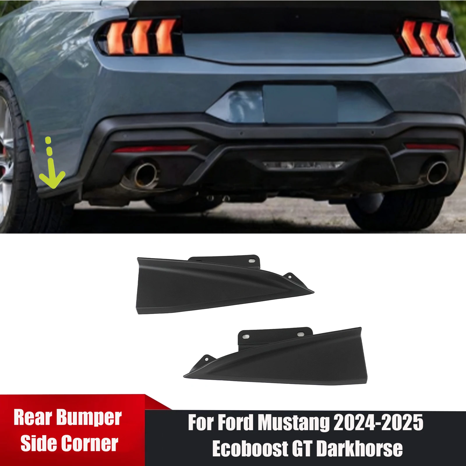 

Для Ford Mustang 2024-2025 Ecoboost GT Darkhorse автомобильный задний бампер боковой угол глянцевый черный автоаксессуары комплект кузова спойлер